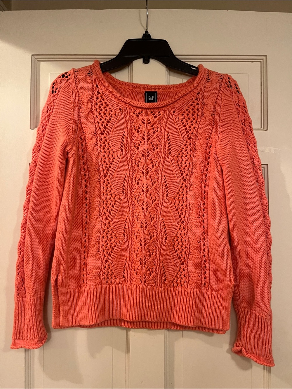 GAP Women's 100% cotton Coral Open Cable Crewneck Sweater